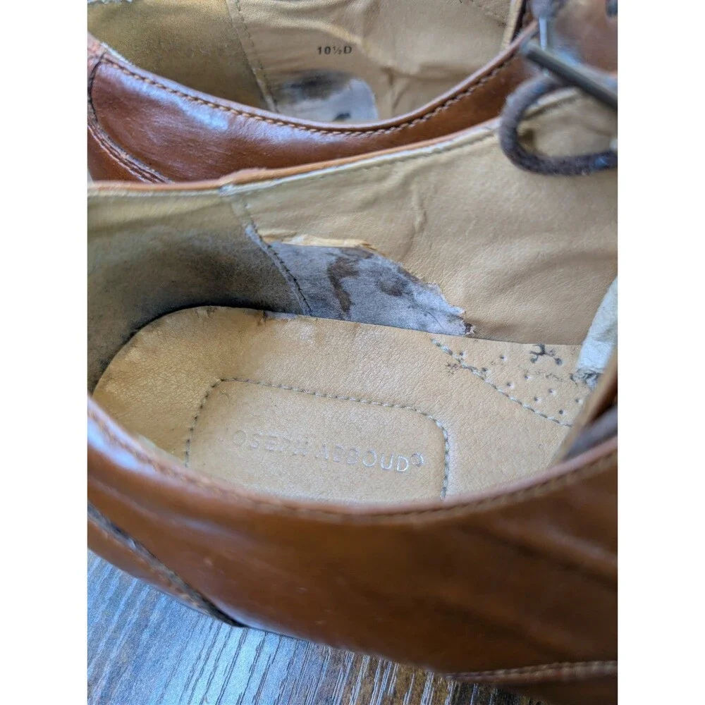 Joseph Abboud Mens Brown Leather Lace-Up Oxford Dress Shoes Size 10 1/2D